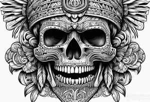 Aztec skull with open mouth tattoo idea