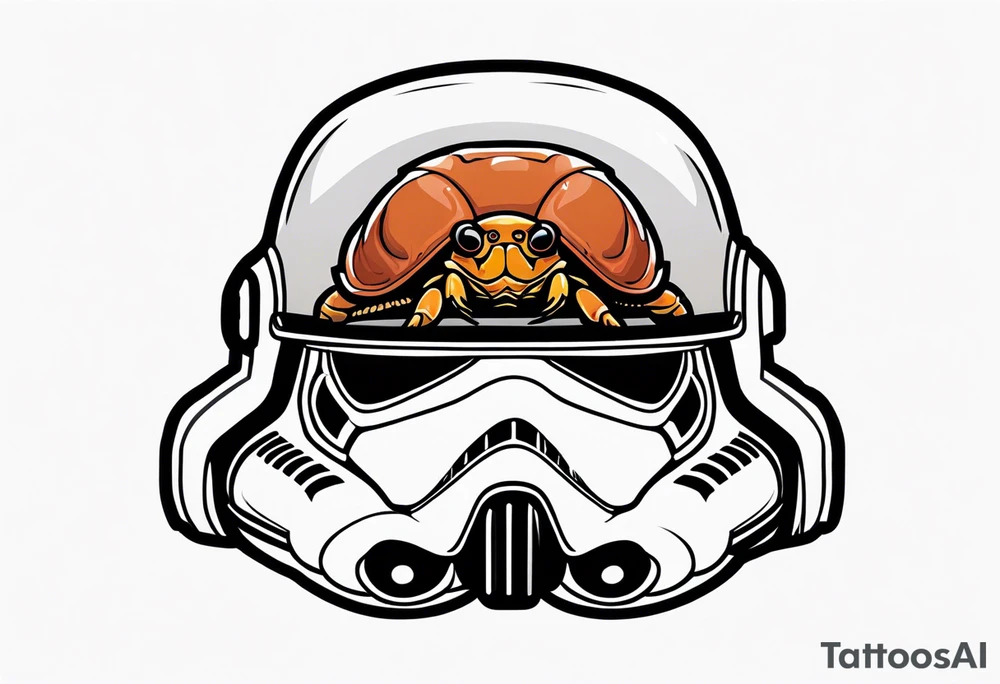 hermit crab inside storm trooper helmet tattoo idea