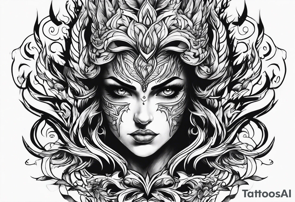 shadow in flames, angry tattoo idea