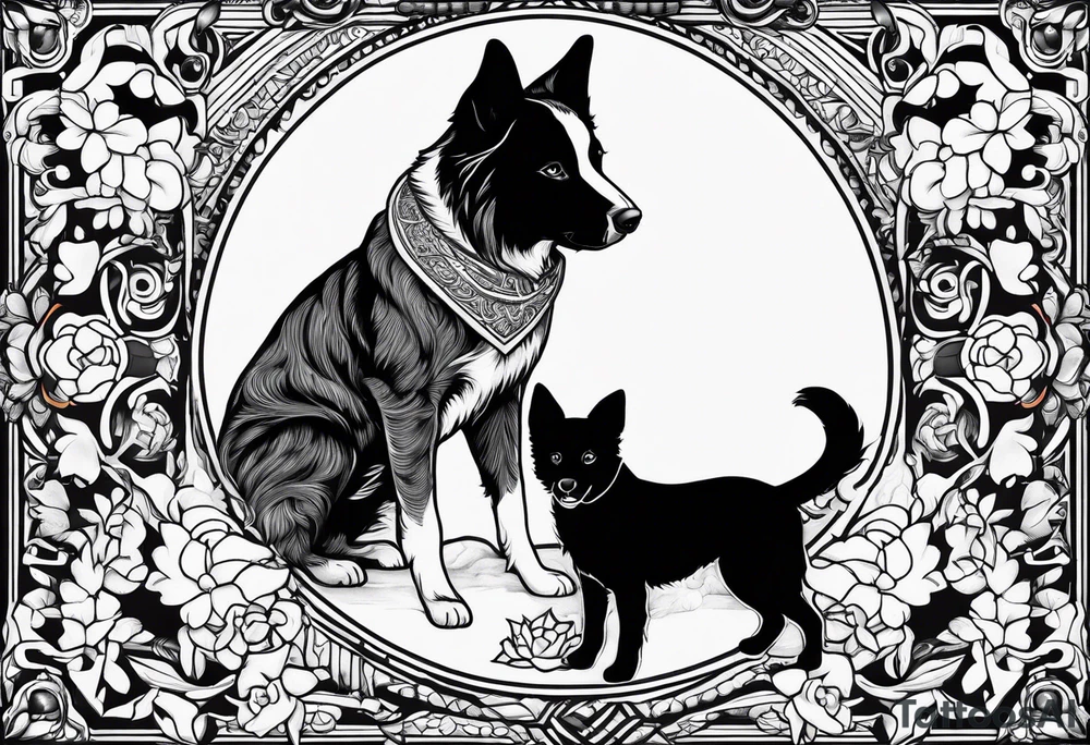 Muay Thai and a border collie and a Siamese cat tattoo idea