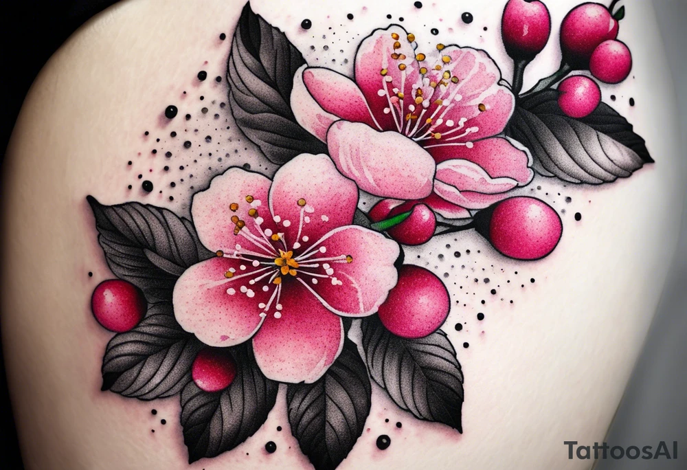 Pink cherry blossoms, lots of color tattoo idea