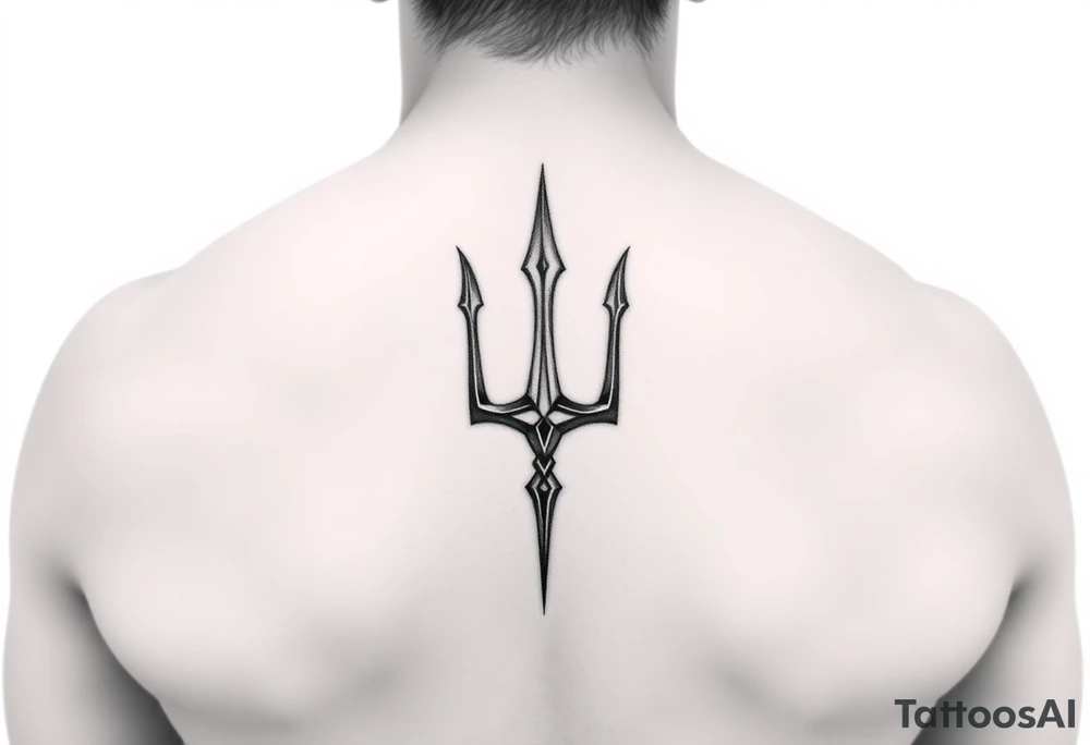 realistic trident tattoo idea