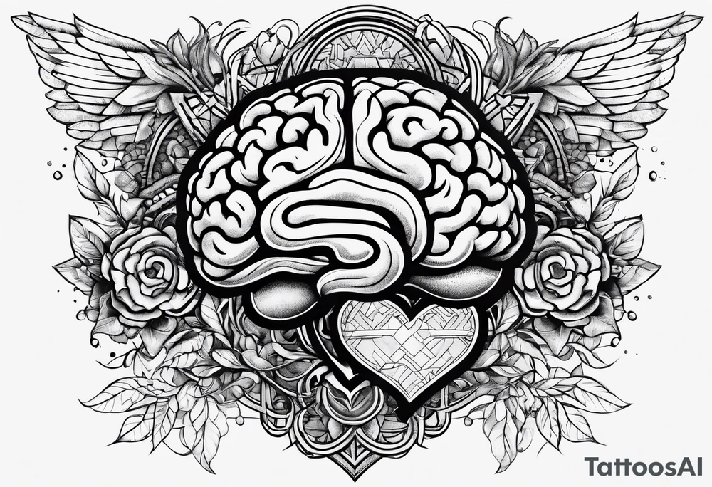 brain, heart, Battle tattoo idea
