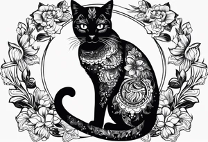 pop-art style black cat tattoo idea