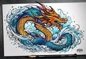 Dragon breathing ice tattoo idea