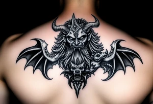Hades con Cerbero en un pectoral (dios del inframundo y su perro de tres cabezas): oscuro, impactante y con gran fuerza visual. tattoo idea