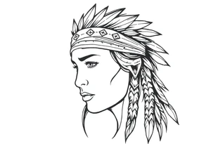 Female Native American wearing headband tattoo idea