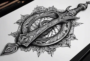 Trident with a serpent around it tattoo idea