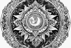 Viking, feminine warrior, mandala, bedroom eyes, headshot, closeup, full design, princess, round emblem, moon goddess tattoo idea