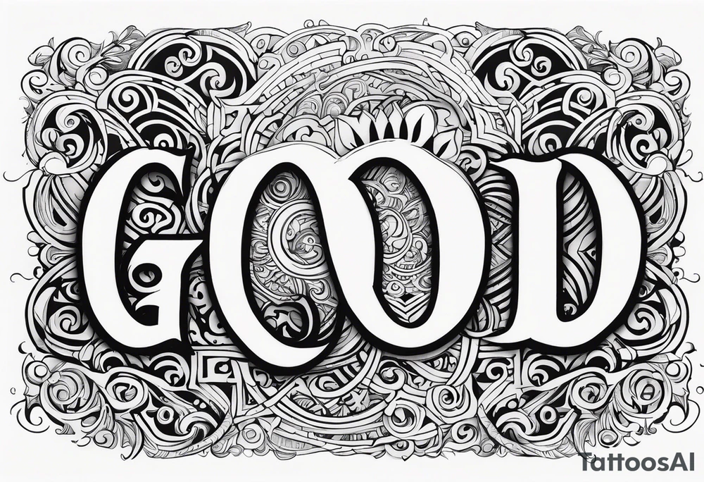 The word God in a biblical text tattoo idea