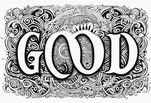 The word God in a biblical text tattoo idea