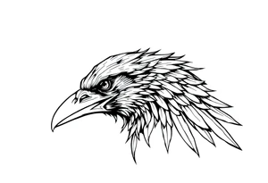 linear abstract raven tattoo idea