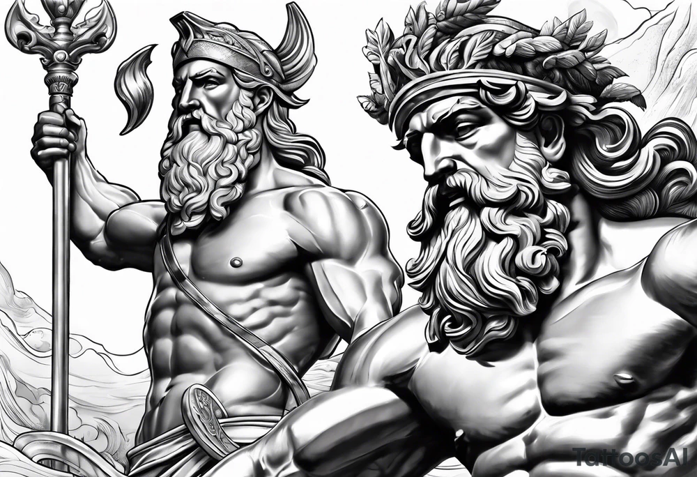 Olympian Hermes and Poseidon tattoo idea