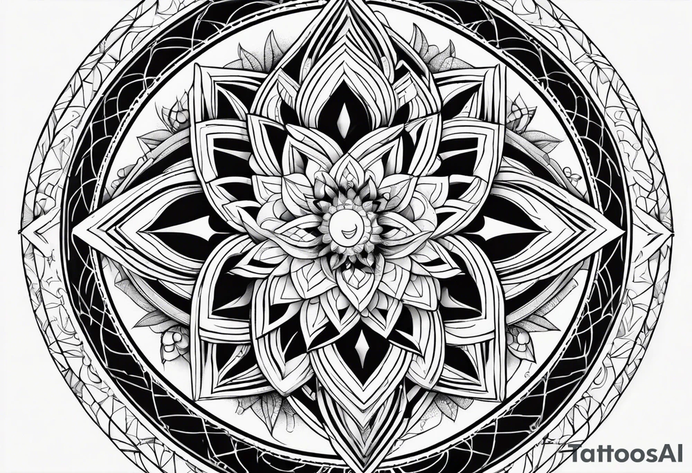 sun and moon line sacred geometry tattoo idea