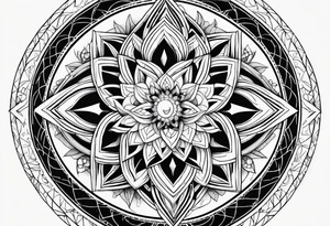 sun and moon line sacred geometry tattoo idea