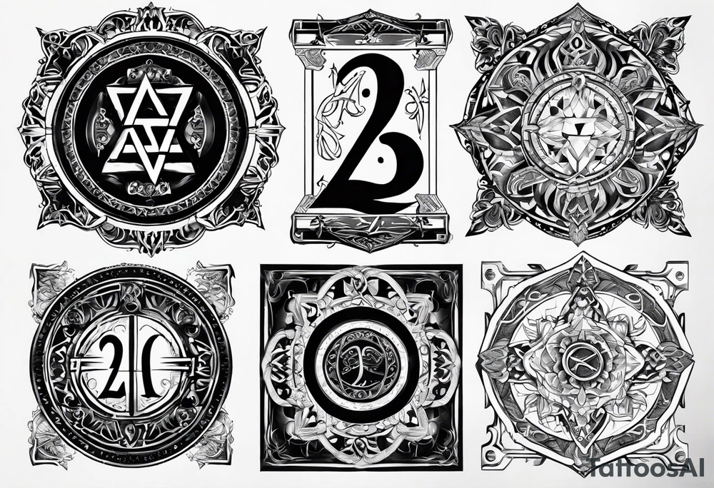 A card with the numbers 23, 16, 26 and 2 on the 4 ends
And inside the card the rune dagaz and fehu tattoo idea