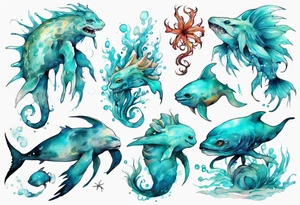 a beautiful turquoise seas creature tattoo idea