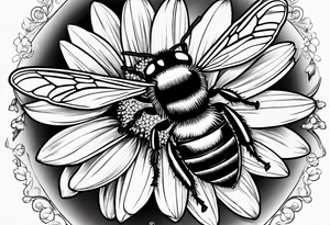 Small Honeybee. Gerbra daisy. Honey suckle. Small butterflies. Fairy. tattoo idea