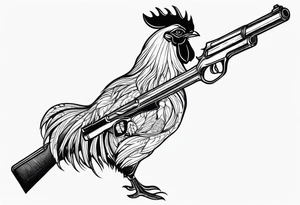 rooster shooting a gun tattoo idea