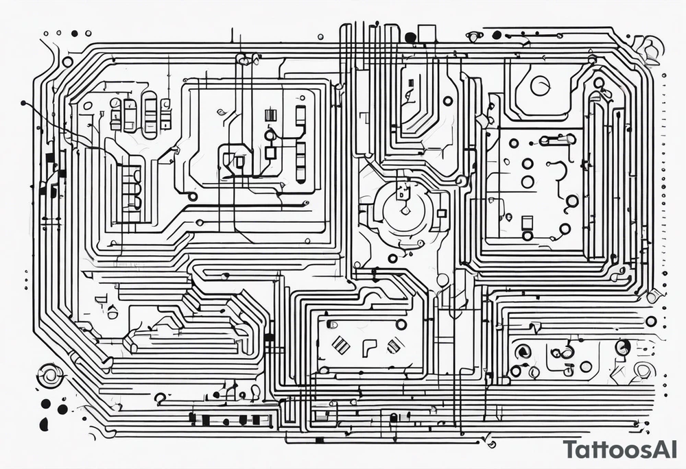 geometric circuit board lines tattoo idea