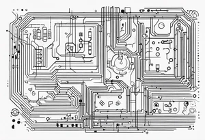 geometric circuit board lines tattoo idea