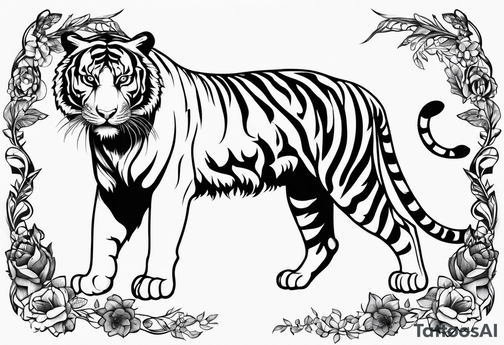 tiger skeleton body hunting tattoo idea