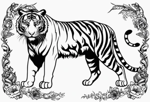 tiger skeleton body hunting tattoo idea