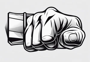 A clenched fist on the back using negative space techniques tattoo idea
