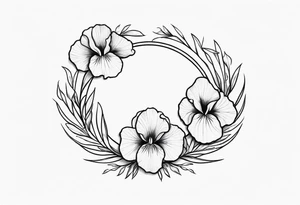 An iris flower wreath circle tattoo idea