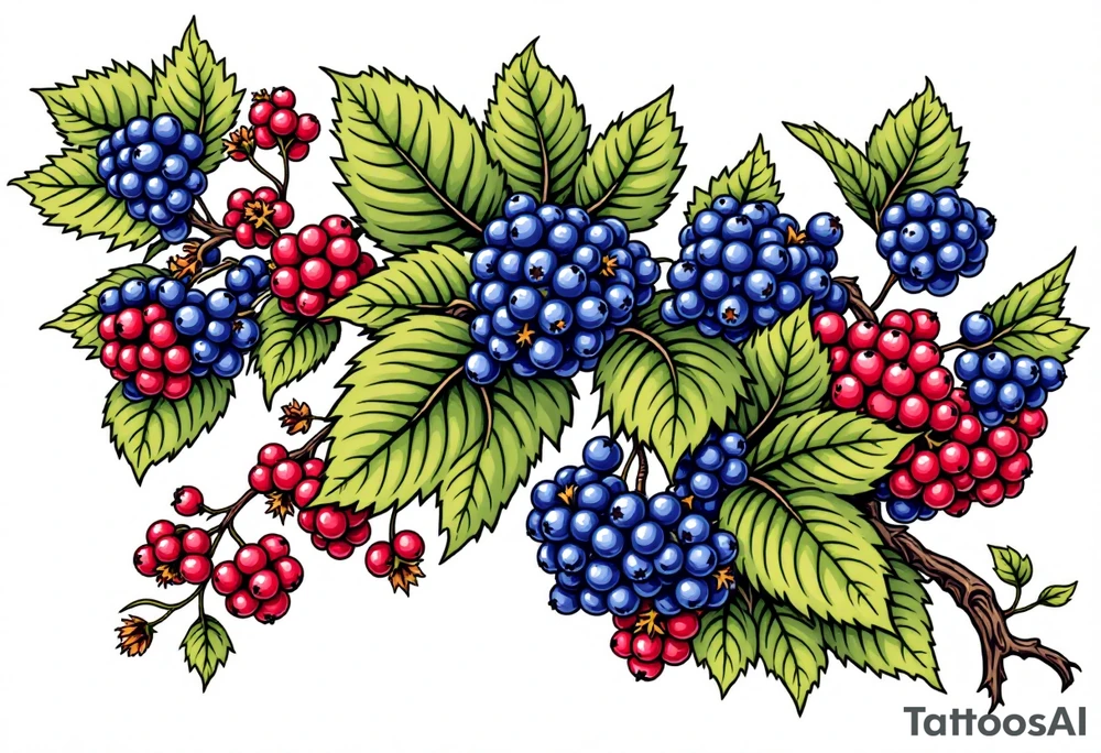 American traditional style Blackberry vine in a line tattoo idea