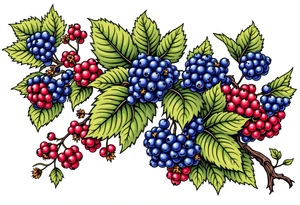 American traditional style Blackberry vine in a line tattoo idea