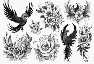 Phoenix floral dream tattoo idea
