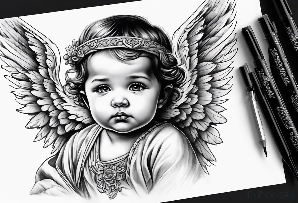 baby angel tattoo idea