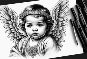 baby angel tattoo idea