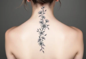A spine tattoo a flower vine with a birth flowers according to these months in order June November July August April June April tattoo idea