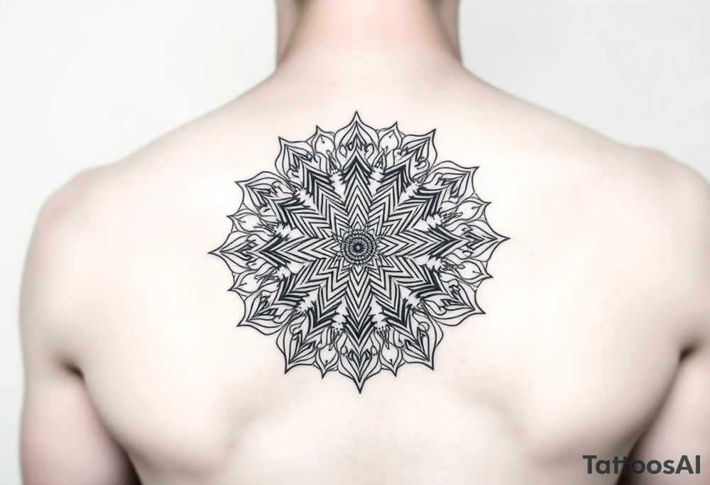 intricate mandala with sacred geometry and cosmic elements tattoo idea