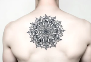 intricate mandala with sacred geometry and cosmic elements tattoo idea