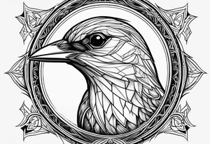 Nightingale bird head tattoo idea