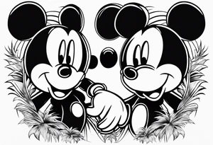 tron style mickey mouse with palm trees tattoo idea