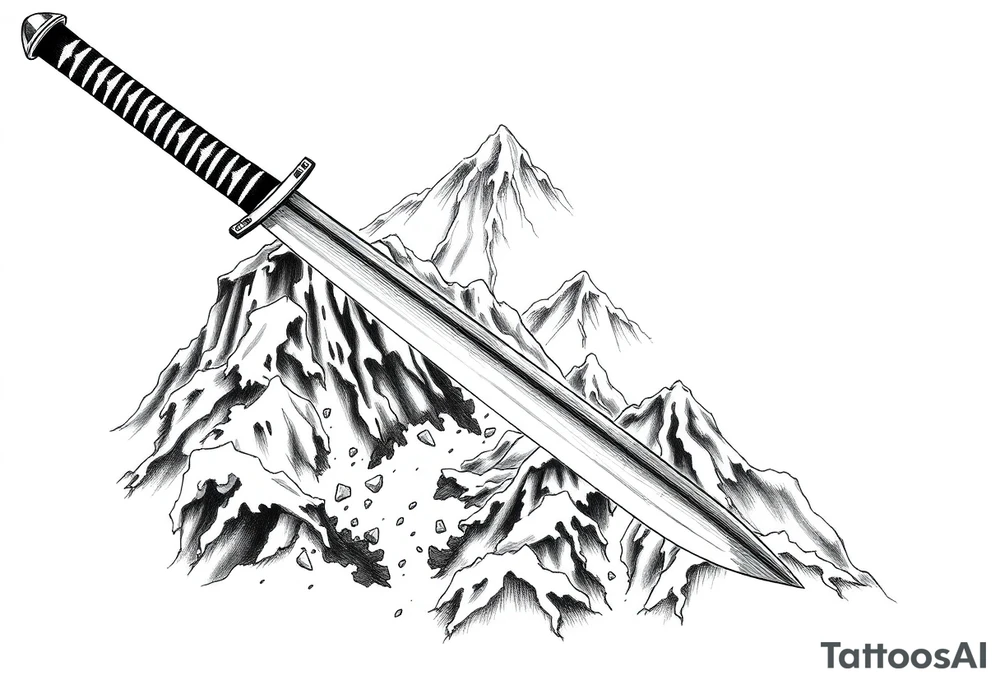 Japanese katana, cutting mountains tattoo idea