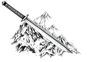 Japanese katana, cutting mountains tattoo idea