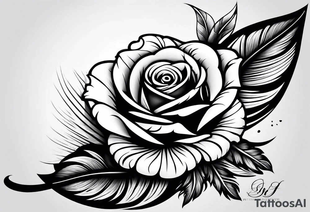 fore arm tattoo
a feather including a stylish rose with first name Isa encrypted tattoo idea