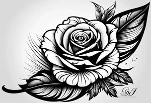 fore arm tattoo
a feather including a stylish rose with first name Isa encrypted tattoo idea