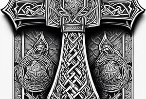thor's hammer mjolnir knotwork tattoo idea