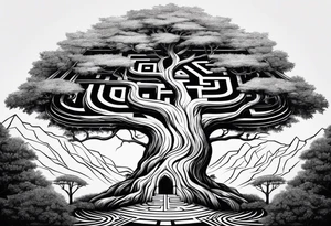 a labyrinth made out of a tree tattoo idea