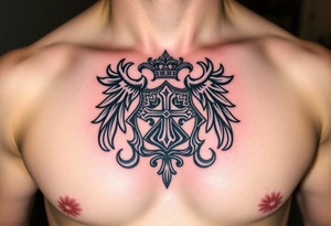 Powerful, majestic and dark Irish family crest tattoo idea