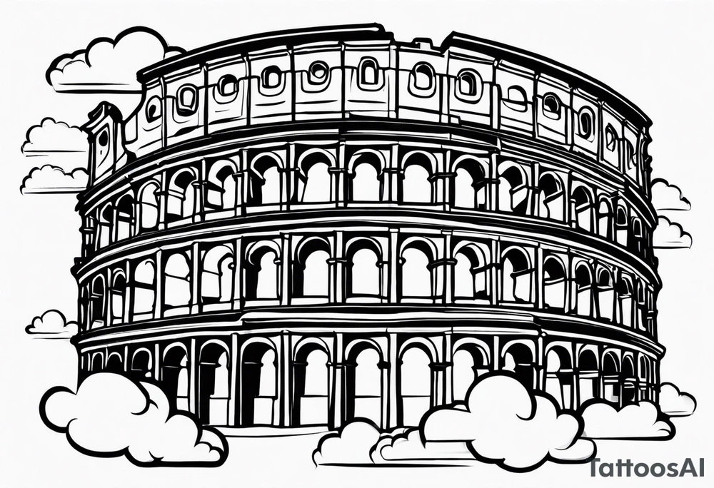 Roman colosseum with clouds tattoo idea