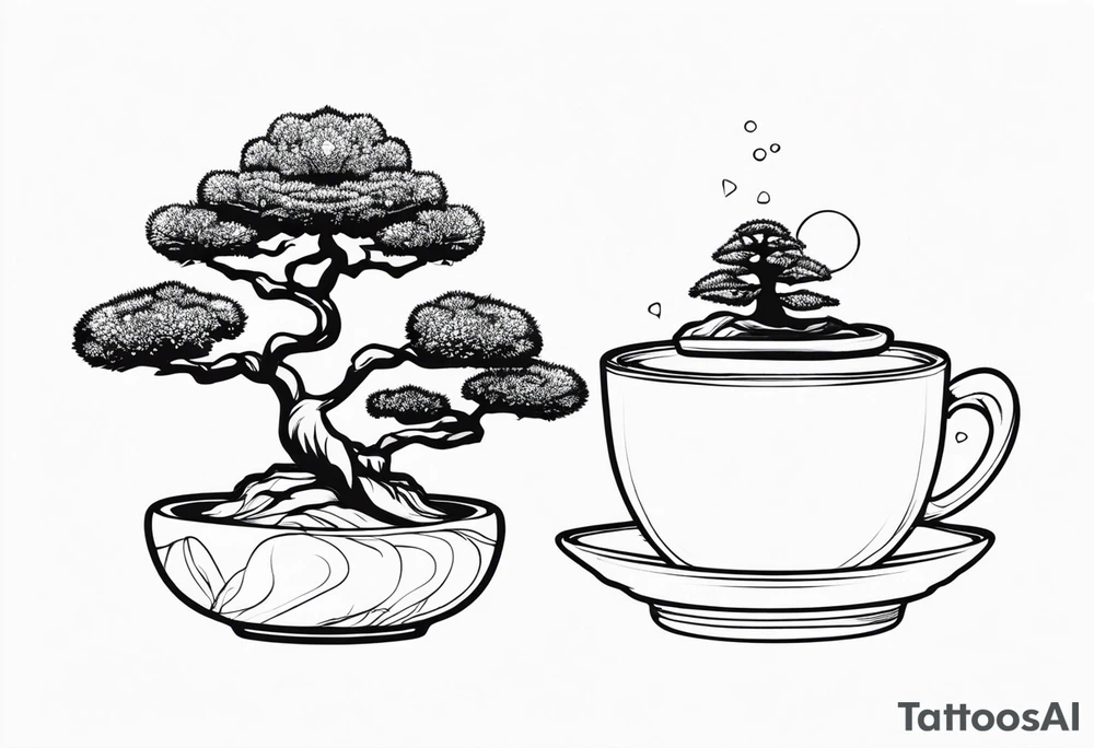 bonsai tree in teacup tattoo idea