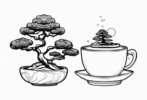 bonsai tree in teacup tattoo idea