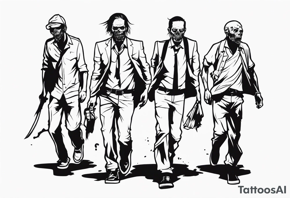 zombies walking tattoo idea
